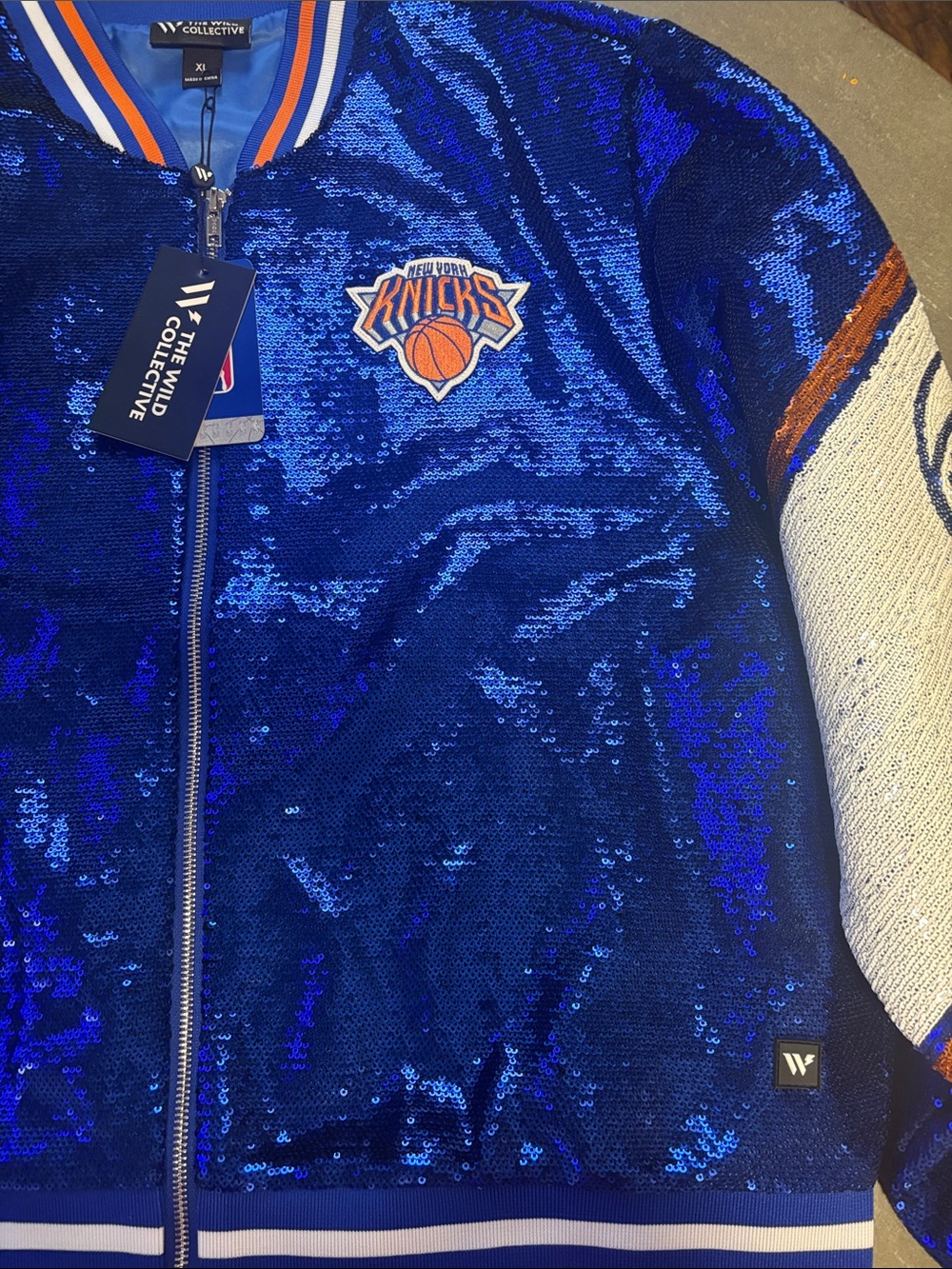 NY KNICKS Sequined Bomber Jacket - Women Size XL (NEW) 2026 CHAMPS - Picture 5 of 9